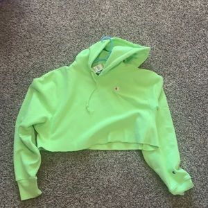 Lime Green Cropped Champion Hoodie